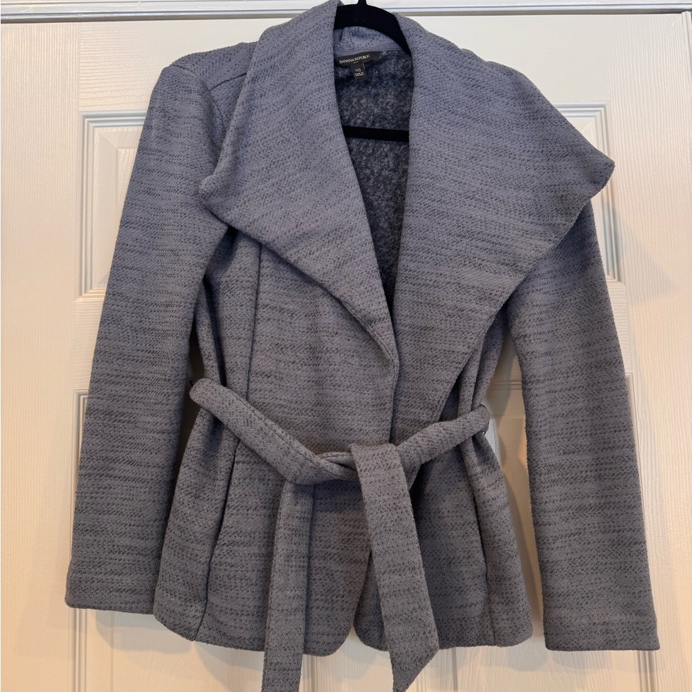 Women's Blue/Gray Belted blazer/sweater